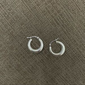 Sterling silver puffy round hoop earrings